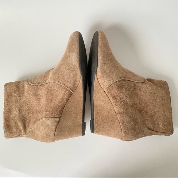 Antonio Melani Tan Suede Leather Wedge Bootie Womens size 7 Zipper Closure - Picture 11 of 16